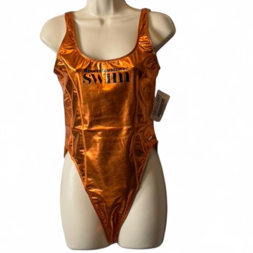 Nia Lynn x Sports Illustrated Swimsuit Metallic Orange One Piece, Women's Size M